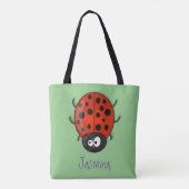 Cute happy red ladybug cartoon afbeelding draagtas (Achterkant)