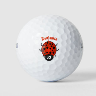 Cute happy red ladybug cartoon afbeelding golfballen