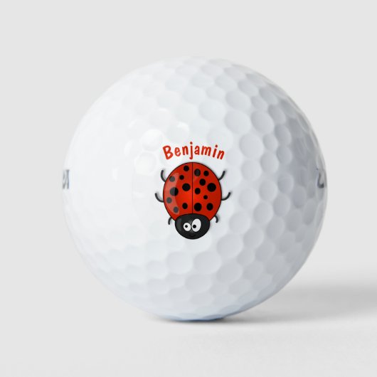 Cute happy red ladybug cartoon afbeelding golfballen (Voorkant)
