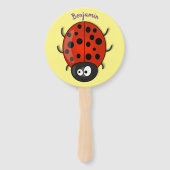 Cute happy red ladybug cartoon afbeelding handwaaier (Voorkant)