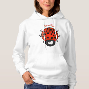 Cute happy red ladybug cartoon afbeelding hoodie