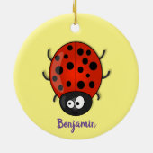 Cute happy red ladybug cartoon afbeelding keramisch ornament (Achterkant)