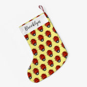Cute happy red ladybug cartoon afbeelding kleine kerstsok (Achterkant (Hangend))