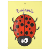 Cute happy red ladybug cartoon afbeelding klembord (Achterkant)
