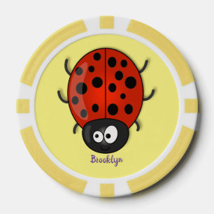 Cute happy red ladybug cartoon afbeelding poker chips