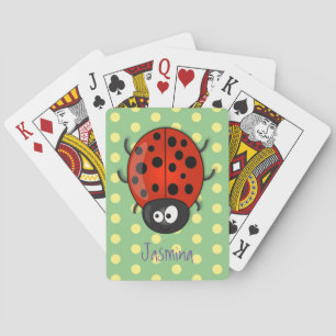 Cute happy red ladybug cartoon afbeelding pokerkaarten