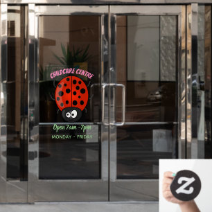 Cute happy red ladybug cartoon afbeelding raamsticker