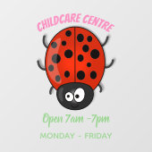 Cute happy red ladybug cartoon afbeelding raamsticker (Vel)