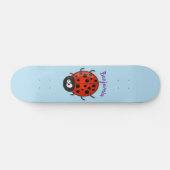 Cute happy red ladybug cartoon afbeelding skateboard (Horizontaal)