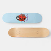 Cute happy red ladybug cartoon afbeelding skateboard (Horizontaal)