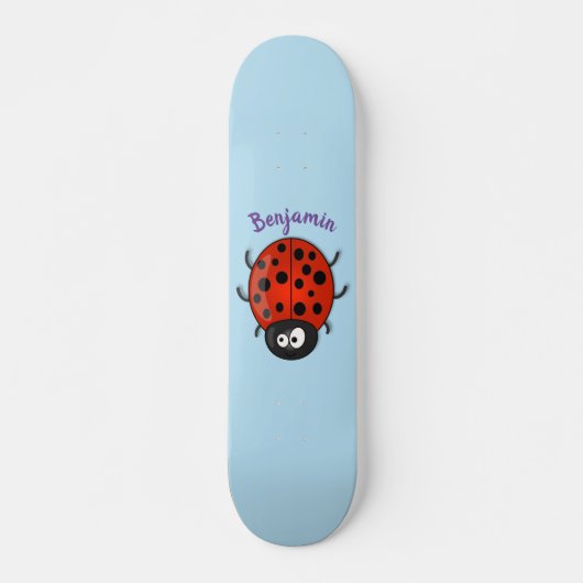 Cute happy red ladybug cartoon afbeelding skateboard (Voorkant)