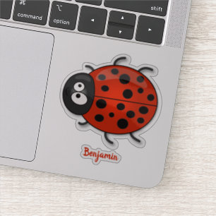 Cute happy red ladybug cartoon afbeelding sticker