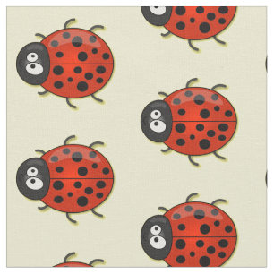 Cute happy red ladybug cartoon afbeelding stof
