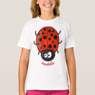 Cute happy red ladybug cartoon afbeelding t-shirt
