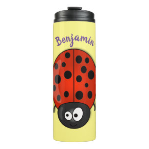 Cute happy red ladybug cartoon afbeelding thermosbeker