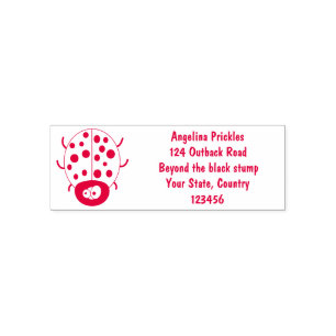 Cute happy red ladybug cartoon afbeelding zelfinktende stempel