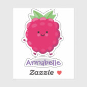 Cute happy red raspberry cartoon illustration sticker (Vel)