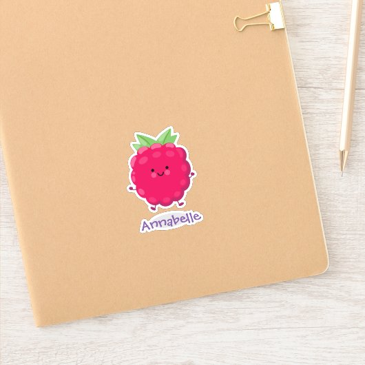 Cute happy red raspberry cartoon illustration sticker (Notitieboek)