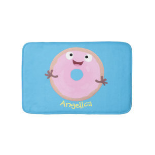 Cute happy roze glaasje donut cartoon badmat