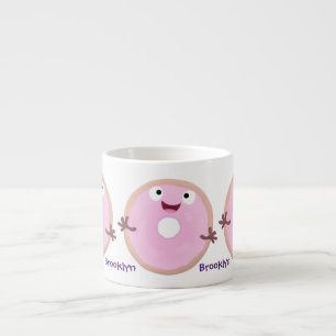 Cute happy roze glaasje donut cartoon espresso kop
