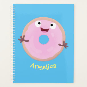 Cute happy roze glaasje donut cartoon planner