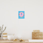 Cute happy roze glaasje donut cartoon poster (Keuken)