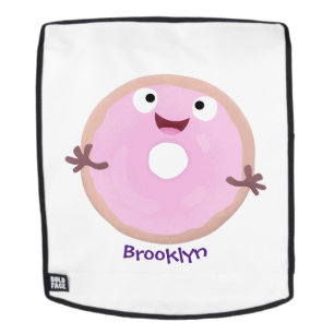 Cute happy roze glaasje donut cartoon rugtassen