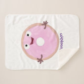 Cute happy roze glaasje donut cartoon sherpa deken (Voorkant (horizontaal))