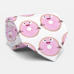 Cute happy roze glaasje donut cartoon stropdas