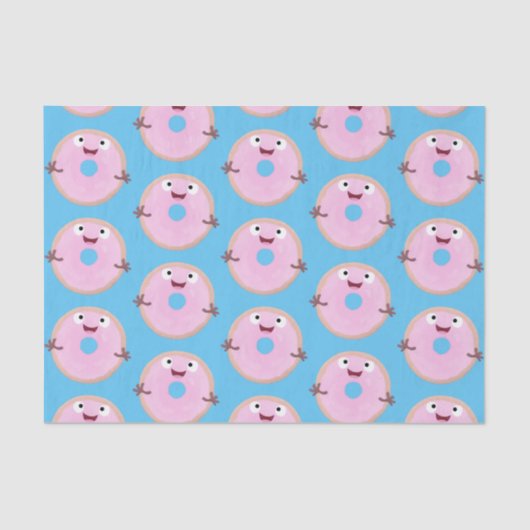 Cute happy roze glaasje donut cartoon tissuepapier (Voorkant)