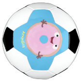 Cute happy roze glaasje donut cartoon voetbal (Gedraaid)