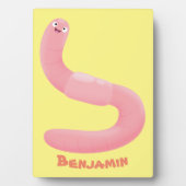 Cute happy roze regenworm cartoon fotoplaat (voorkant)