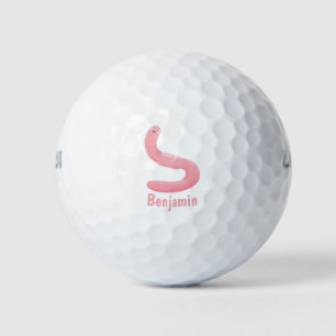 Cute happy roze regenworm cartoon golfballen