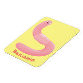 Cute happy roze regenworm cartoon magneet (Linkerzijde)