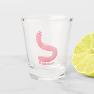 Cute happy roze regenworm cartoon shot glas