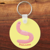 Cute happy roze regenworm cartoon sleutelhanger (Voorkant)