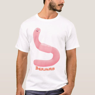 Cute happy roze regenworm cartoon t-shirt
