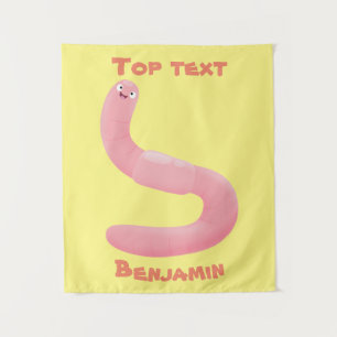 Cute happy roze regenworm cartoon wandkleed