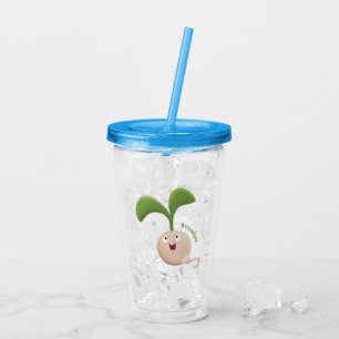 Cute happy seed cartoon illustratie acryl drinkbeker