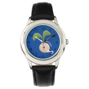 Cute happy seed cartoon illustratie horloge