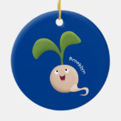 Cute happy seed cartoon illustratie keramisch ornament (Achterkant)