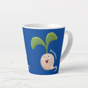 Cute happy seed cartoon illustratie latte mok