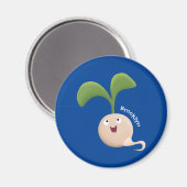 Cute happy seed cartoon illustratie magneet (Voorkant / Achterkant)