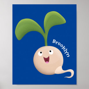 Cute happy seed cartoon illustratie poster