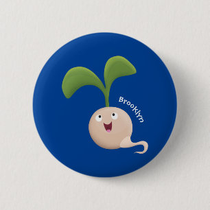 Cute happy seed cartoon illustratie ronde button 5,7 cm