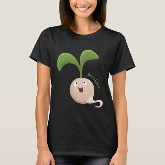 Cute happy seed cartoon illustratie t-shirt (Voorkant)
