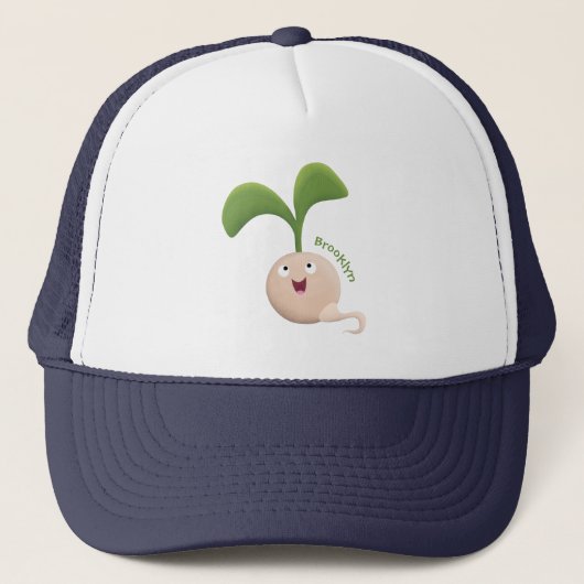 Cute happy seed cartoon illustratie trucker pet (Voorkant)