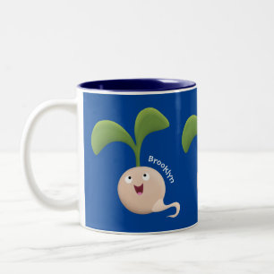 Cute happy seed cartoon illustratie tweekleurige koffiemok