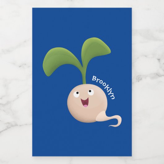 Cute happy seed cartoon illustratie voedselcontainer etiket (Enkel label)