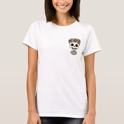 Cute Happy Skeleton Character T-shirt (Voorkant)